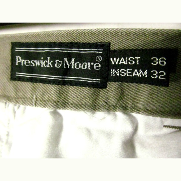 Preswick & Moore Men's Khaki Pants Pleated Brown - Picture 3 of 5